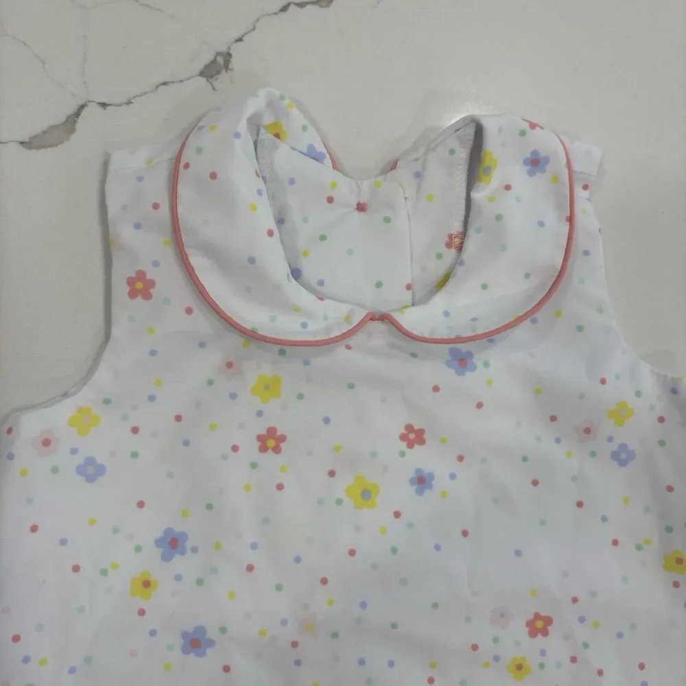 The Beaufort Bonnet Company Girls Dress 12-18 Months Floral White TBBC Collar - Picture 4 of 6